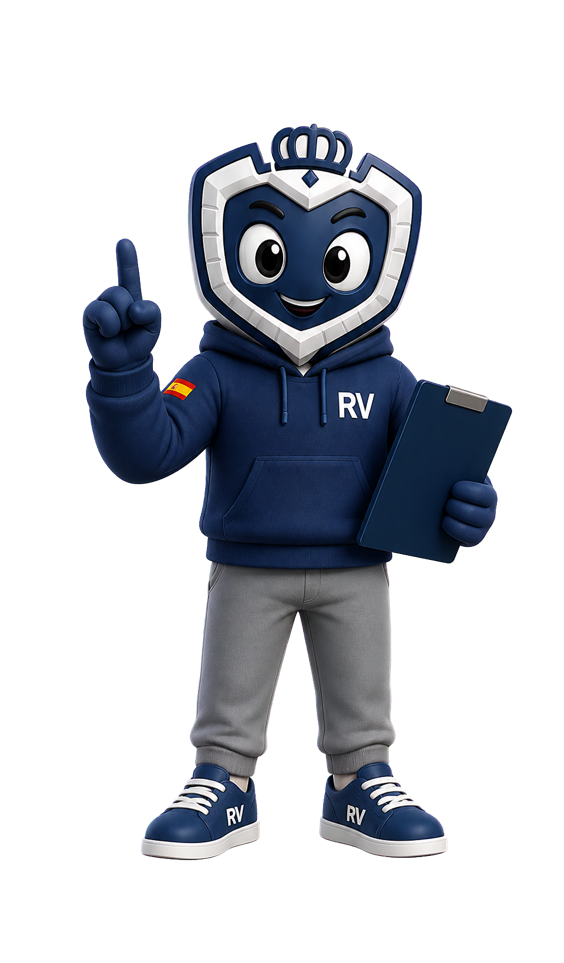 Mascota de Revopol con edificio policial y coche de Policía Nacional