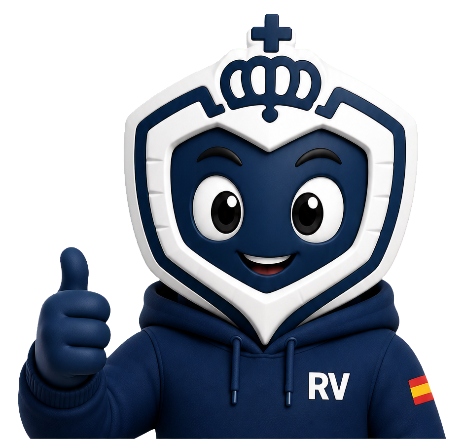 Aitorín, la mascota de Revopol, con el pulgar arriba
